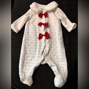 White, Gold, and red onesie